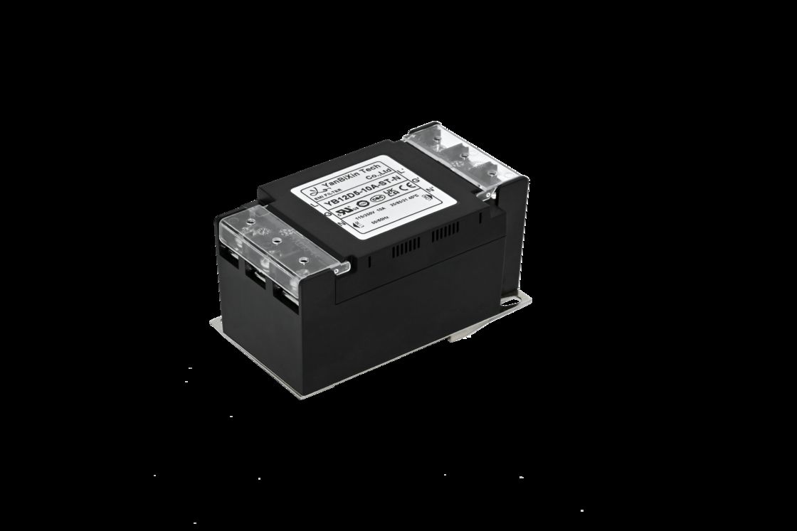 टर्मिनल ब्लॉक कवर के साथ सिंगल-फेज फ़िल्टर सुरक्षित प्लास्टिक हाउसिंग ईएमआई/ईएमसी फ़िल्टर