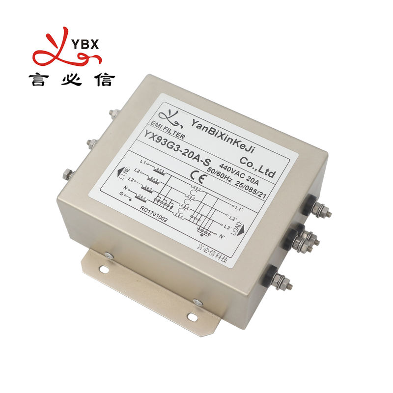 YX93G3 20A 3 चरण ईएमआई फिल्टर वीएफडी के लिए ईएमआई पावर फिल्टर